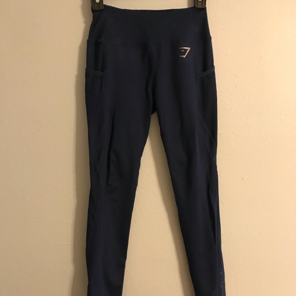 Gymshark Sleek Aspire Mesh Leggings- Navy, Small